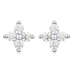 Very Tiny Hydrangea Flower Inspired Stud Earrings in Sterling Silver with Sparkly CZ Crystals, Simple and Minimalist