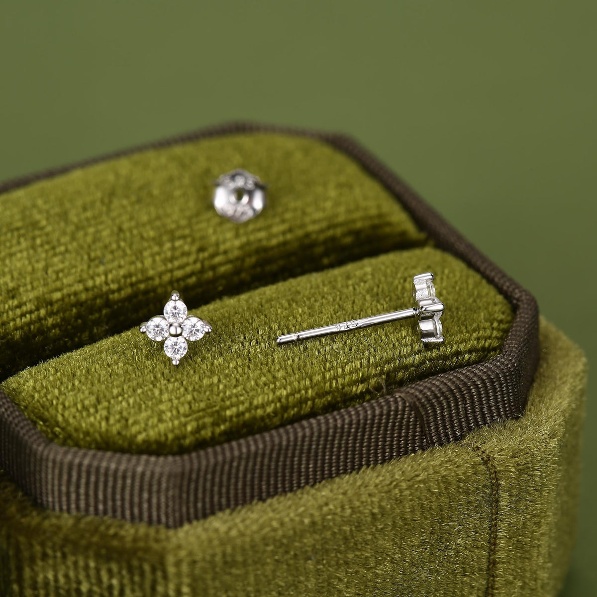 Very Tiny Hydrangea Flower Inspired Stud Earrings in Sterling Silver with Sparkly CZ Crystals, Simple and Minimalist