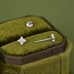 Very Tiny Hydrangea Flower Inspired Stud Earrings in Sterling Silver with Sparkly CZ Crystals, Simple and Minimalist