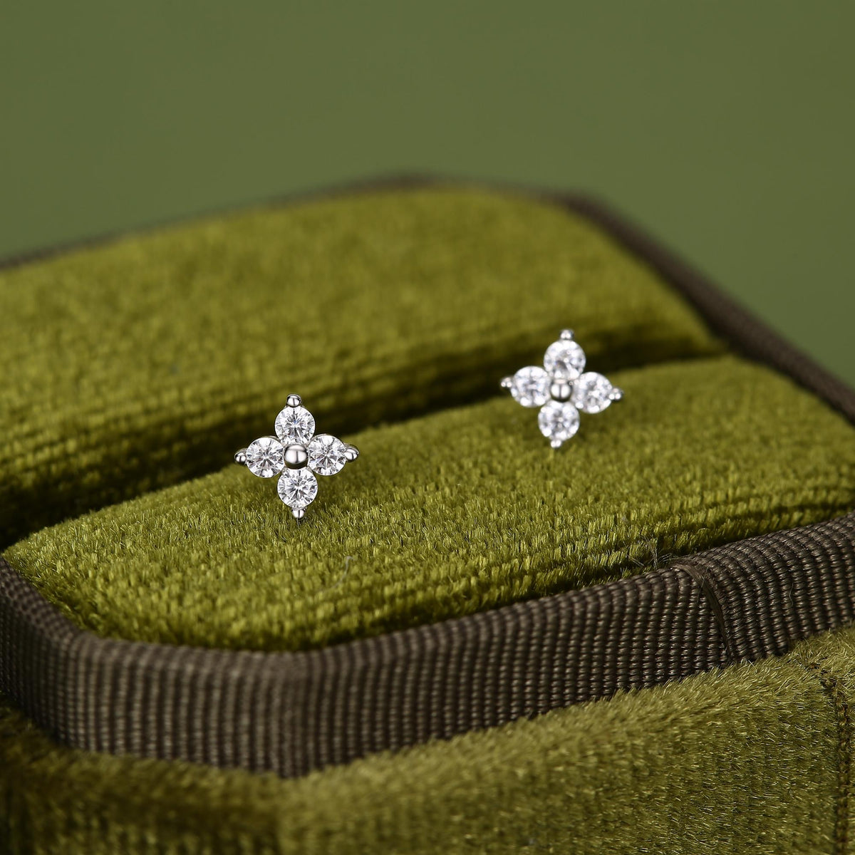 Very Tiny Hydrangea Flower Inspired Stud Earrings in Sterling Silver with Sparkly CZ Crystals, Simple and Minimalist