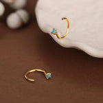 Sterling Silver 2mm Turquoise CZ Open Hoop Earrings