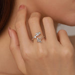 Sterling Silver Scuba Diver and Manta Ray Adjustable Ring