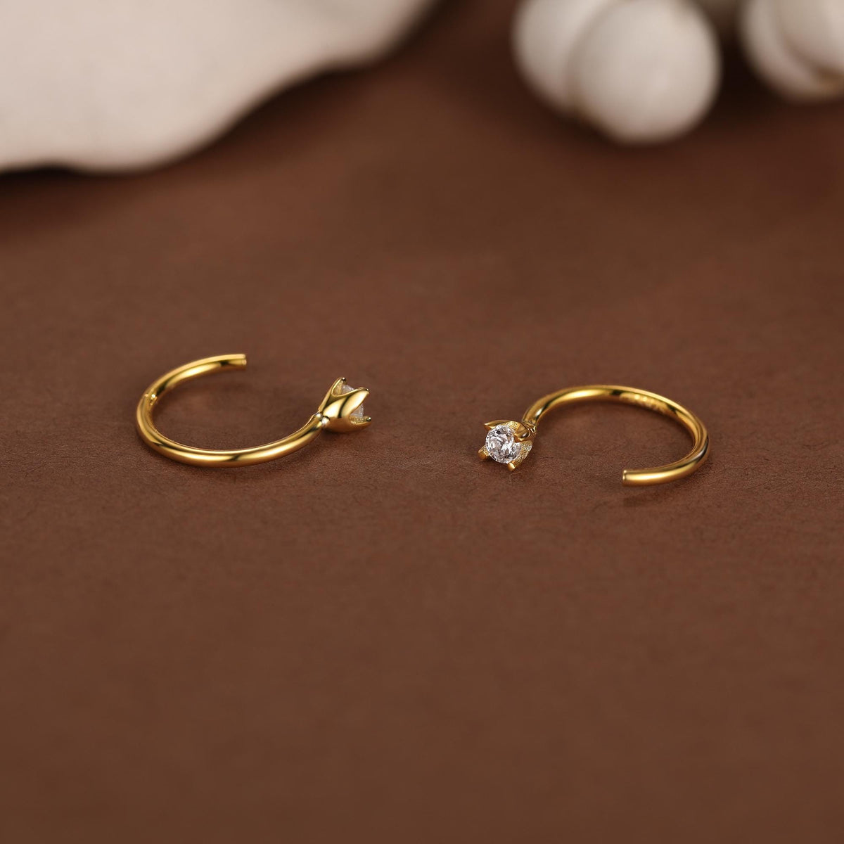 Extra Tiny Sterling Silver 2mm CZ Huggie Hoop Earrings, Silver or Gold, Minimal CZ Open Huggies, CZ Open Hoops, C Hoops in Sterling Silver