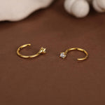 Extra Tiny Sterling Silver 2mm CZ Huggie Hoop Earrings, Silver or Gold, Minimal CZ Open Huggies, CZ Open Hoops, C Hoops in Sterling Silver