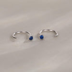 Extra Tiny Sterling Silver 2mm CZ Huggie Hoop Earrings, Silver or Gold, Minimal CZ Open Huggies, CZ Open Hoops, C Hoops in Sterling Silver