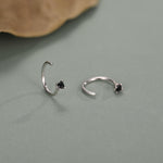 Extra Tiny Sterling Silver 2mm CZ Huggie Hoop Earrings, Silver or Gold, Minimal CZ Open Huggies, CZ Open Hoops, C Hoops in Sterling Silver