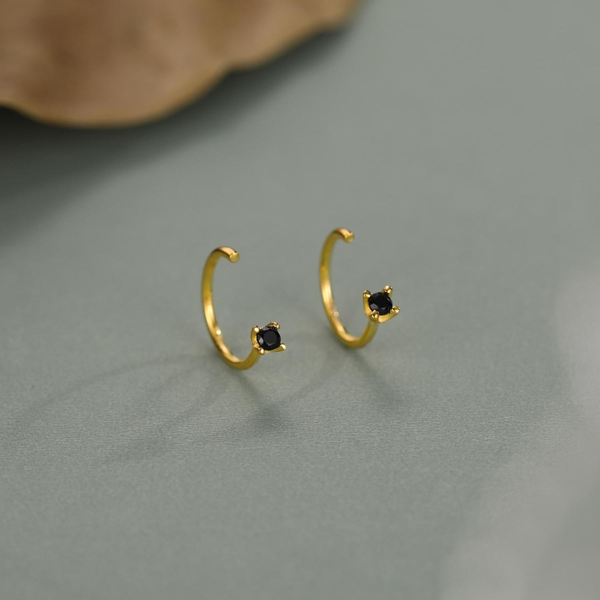 Extra Tiny Sterling Silver 2mm CZ Huggie Hoop Earrings, Silver or Gold, Minimal CZ Open Huggies, CZ Open Hoops, C Hoops in Sterling Silver