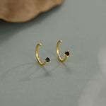 Extra Tiny Sterling Silver 2mm CZ Huggie Hoop Earrings, Silver or Gold, Minimal CZ Open Huggies, CZ Open Hoops, C Hoops in Sterling Silver