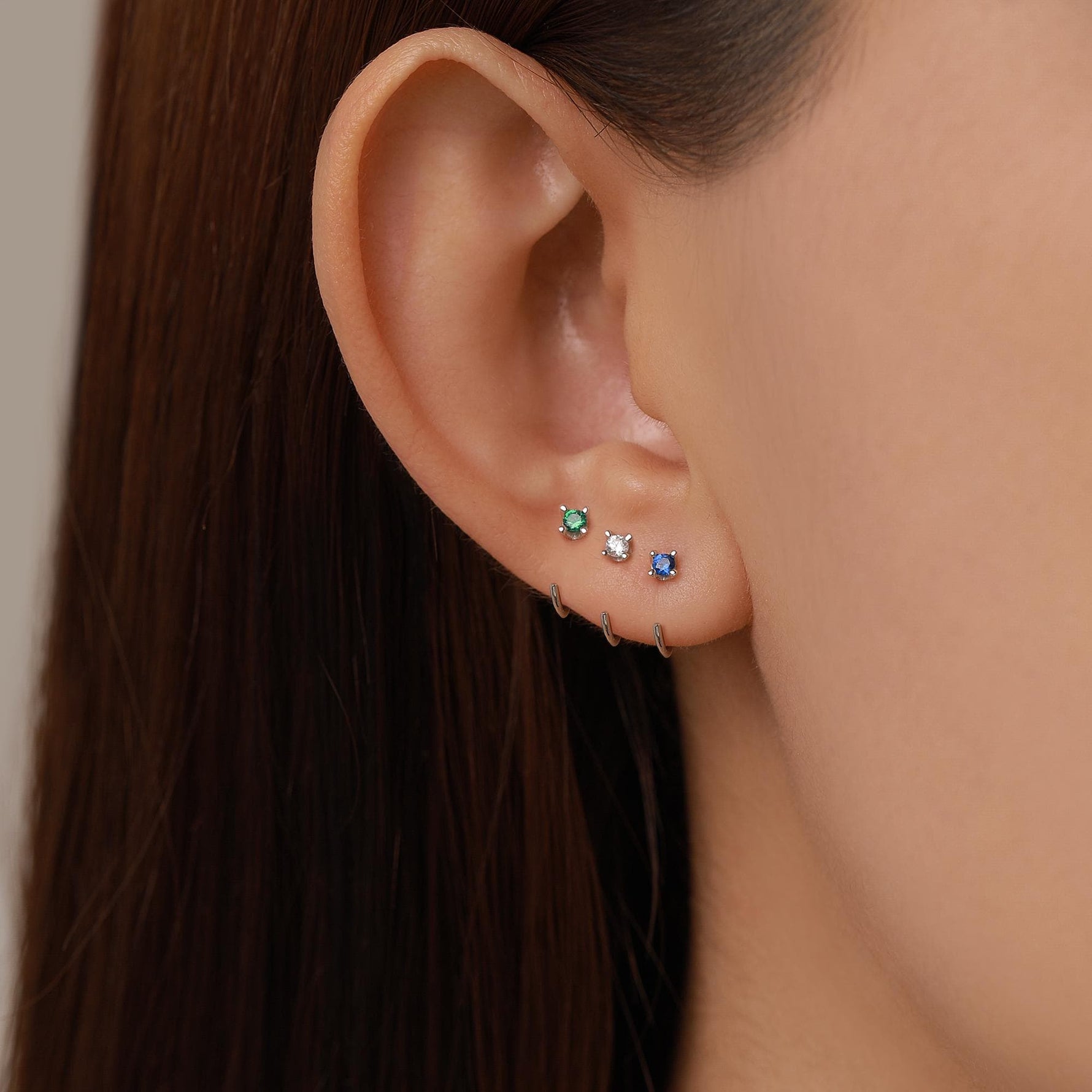 Sterling Silver Sapphire Blue CZ Open Hoop Earrings