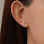 Sterling Silver Black CZ Open Hoop Earrings
