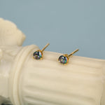 Sterling Silver 3mm Mystic Black Stud Earrings, Pear Cut Aurora Black Earrings, Mystic Topaz Birthstone CZ Earrings