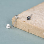 Sterling Silver 3mm Mystic Black Stud Earrings, Pear Cut Aurora Black Earrings, Mystic Topaz Birthstone CZ Earrings