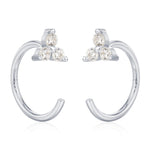 Three Dot CZ Open Hoop Earrings
