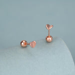 Small Pair of Folded Heart Screw Back Earrings in Sterling Silver, Rose Gold, Silver- helix, cartilage, conch, tragus