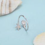 Sterling Silver Starfish and Jellyfish Open Ring