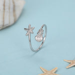 Sterling Silver Starfish and Jellyfish Open Ring