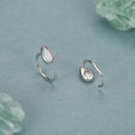 White Opal Droplet Opal Huggie Hoop Earrings in Sterling Silver, Opal Open Hoops, Opal Pull Through Threaders, Half Hoops, C Shape Hoops