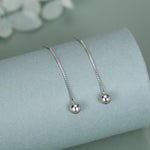Minimalist Ball Threaders Earrings in Sterling Silver, Ball Ear Threaders with Very Short Chain