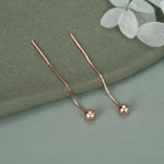Minimalist Ball Threaders Earrings in Sterling Silver, Ball Ear Threaders with Very Short Chain