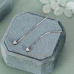 Minimalist Ball Threaders Earrings in Sterling Silver, Ball Ear Threaders with Very Short Chain
