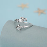 Sterling Silver Scuba Diver and Whale Shark Open Ring