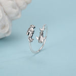 Sterling Silver Scuba Diver and Whale Shark Open Ring