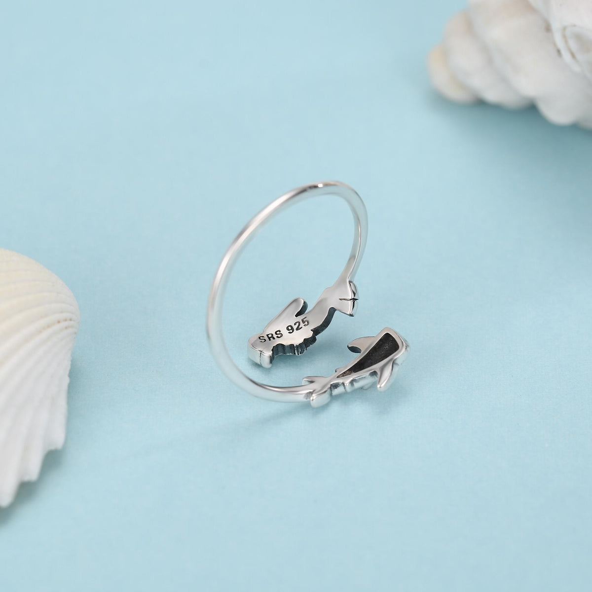Sterling Silver Scuba Diver and Whale Shark Open Ring