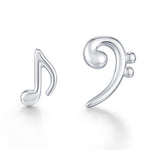 Mismatched Music Note and Bass Clef Stud Earrings