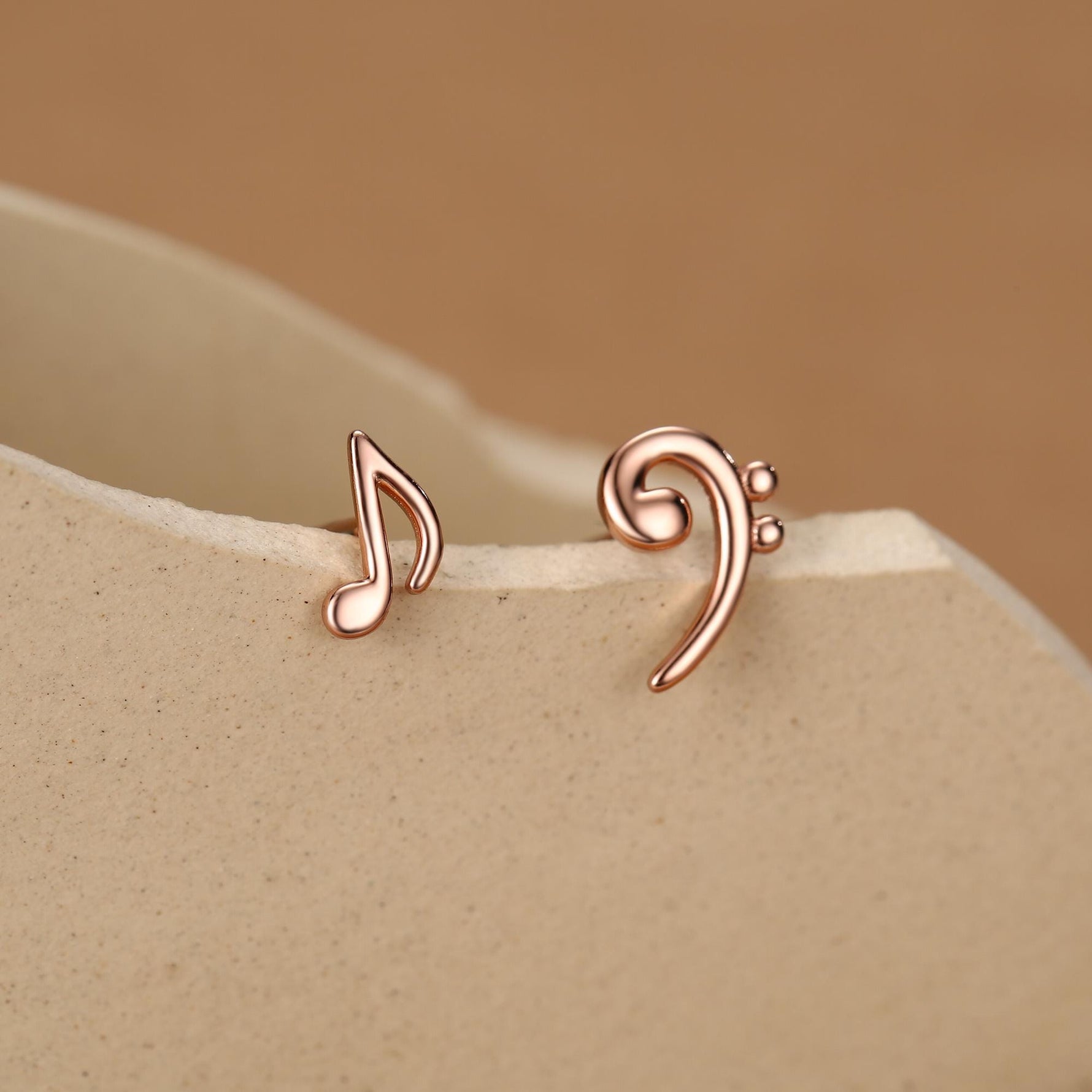 Mismatched Music Note and Bass Clef Stud Earrings