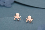 Tiny Octopus Stud Earrings in Sterling Silver