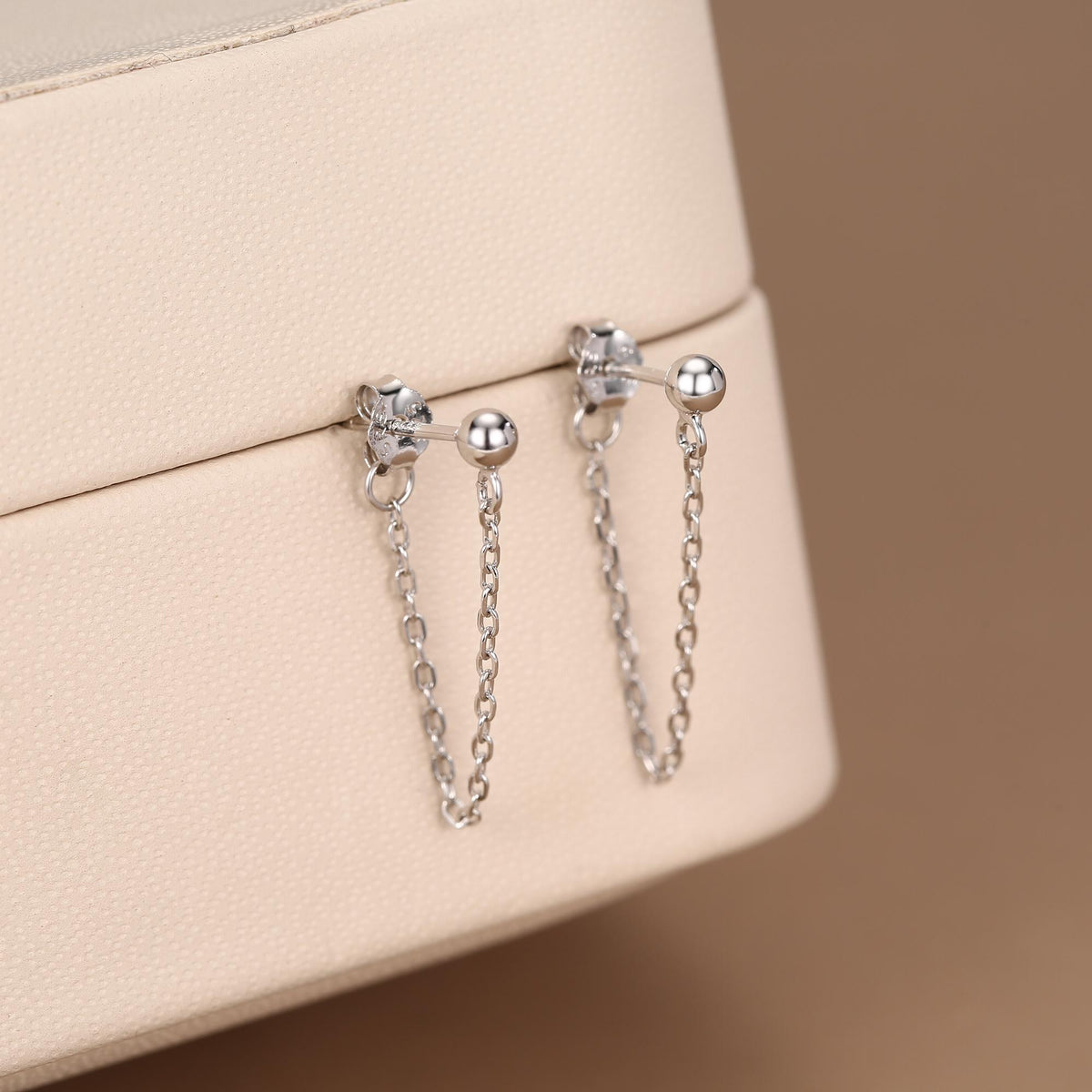 Ball Chain Earrings in Sterling Silver, Silver or Gold, Tiny Ear Jacket, Dainty Jewellery