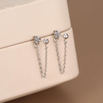Ball Chain Earrings in Sterling Silver, Silver or Gold, Tiny Ear Jacket, Dainty Jewellery