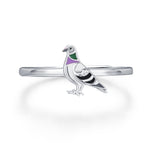 Sterling Silver Enamel Pigeon Ring