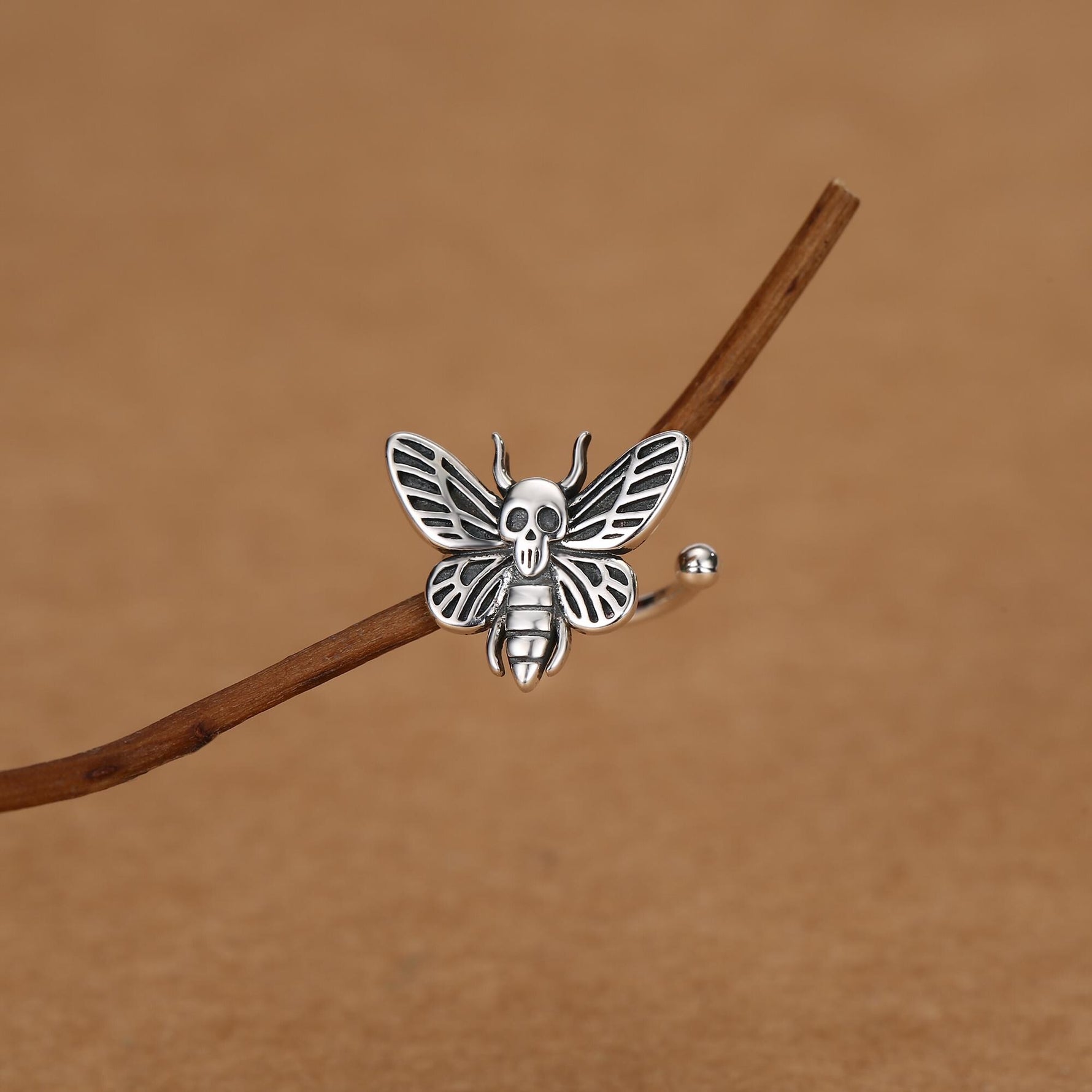 Sterling Silver Death's-head Hawkmoth Ear Cuff