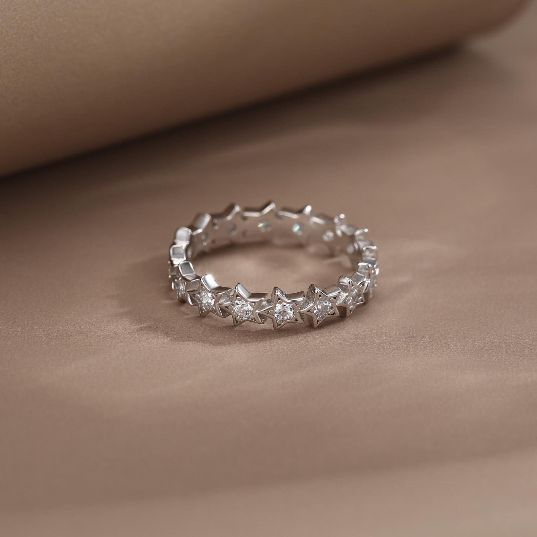 Sterling Silver Star Eternity Ring