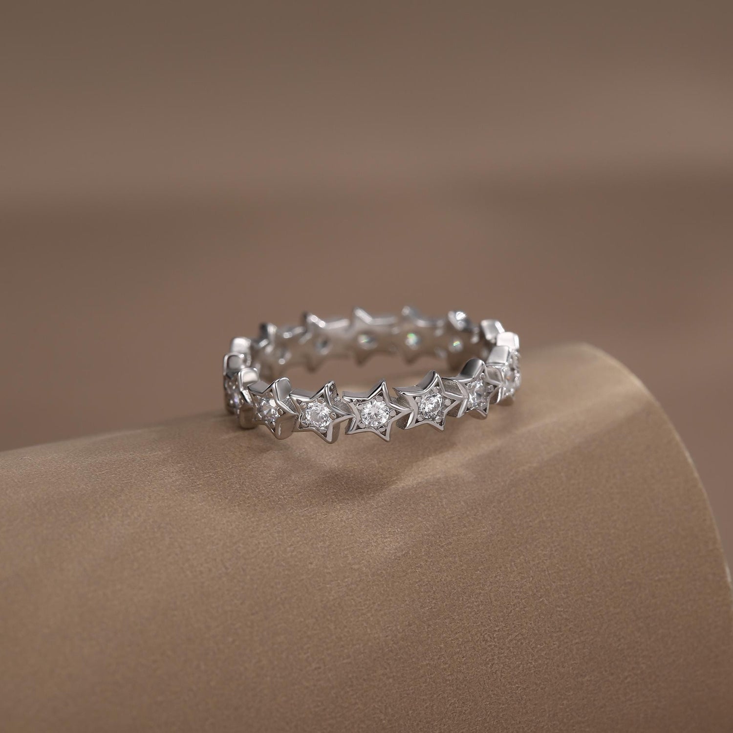 Sterling Silver Star Eternity Ring