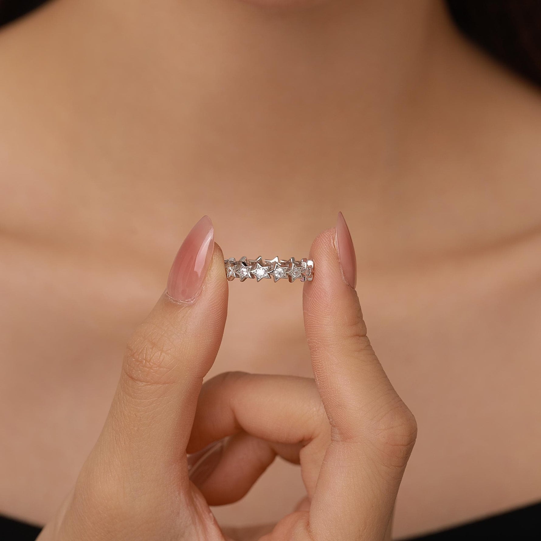 Sterling Silver Star Eternity Ring