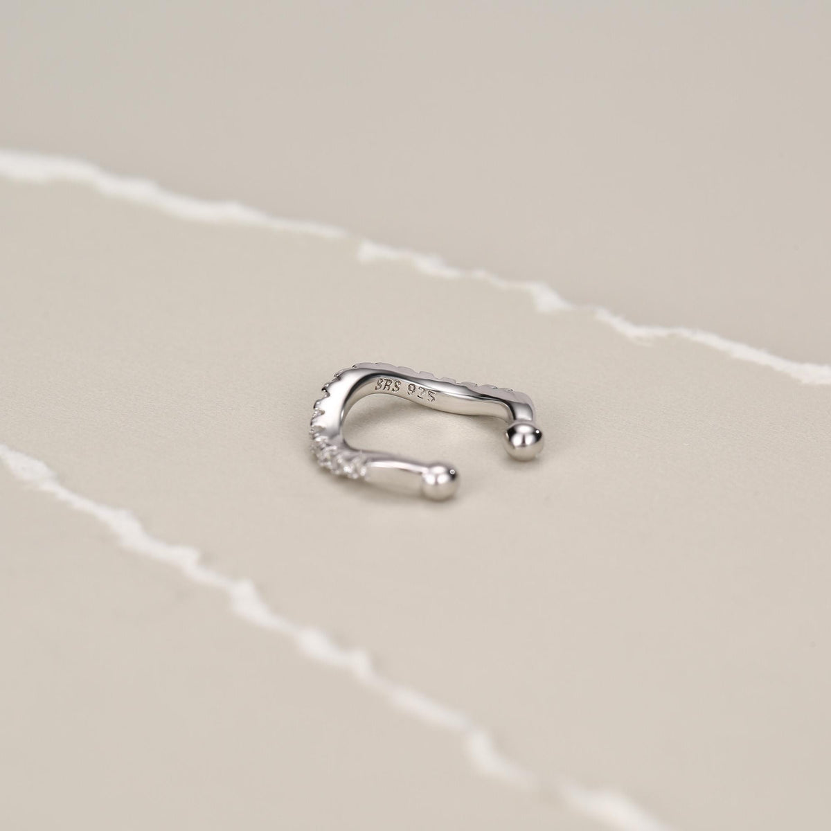 Sterling Silver CZ Wave Ear Cuff