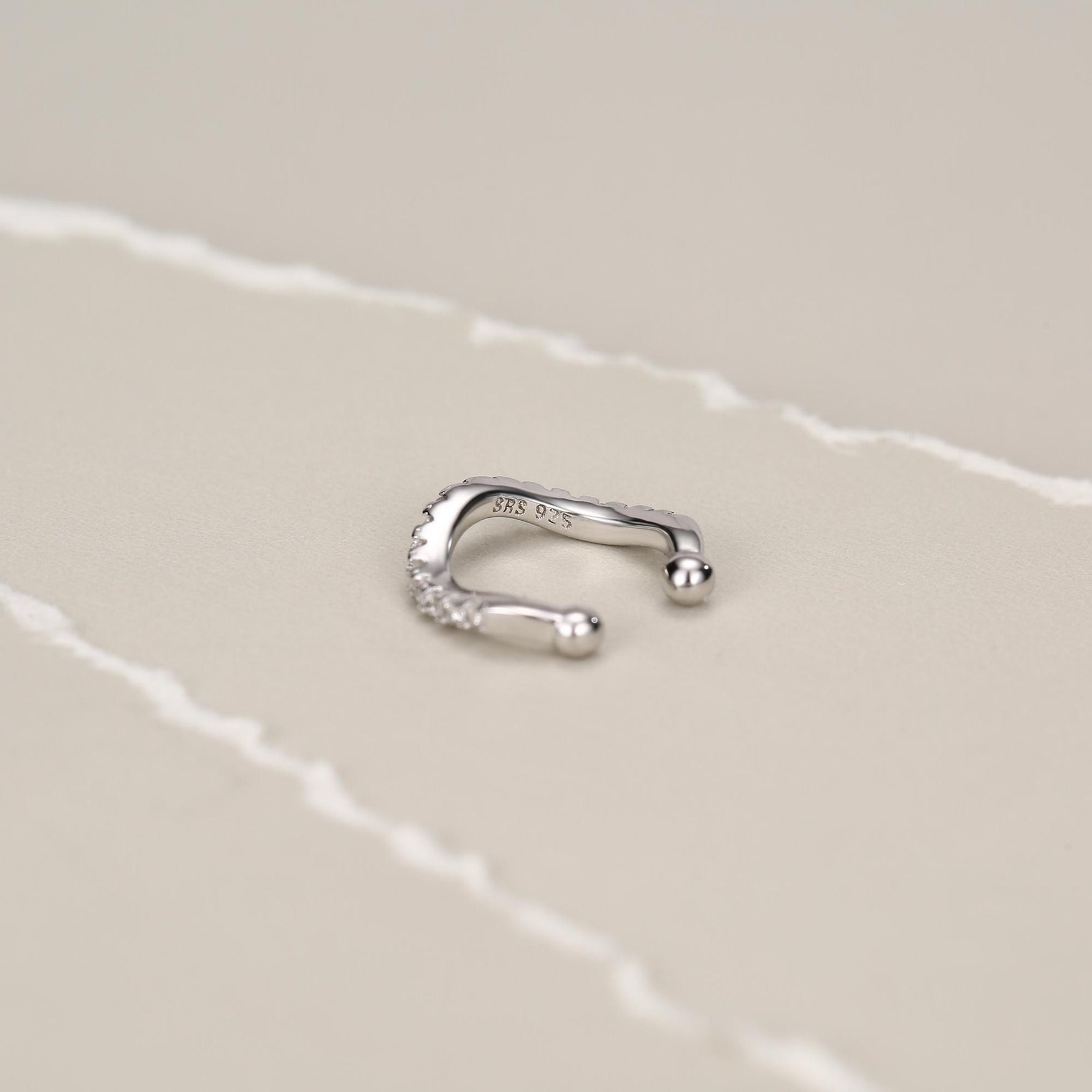 Sterling Silver CZ Wave Ear Cuff