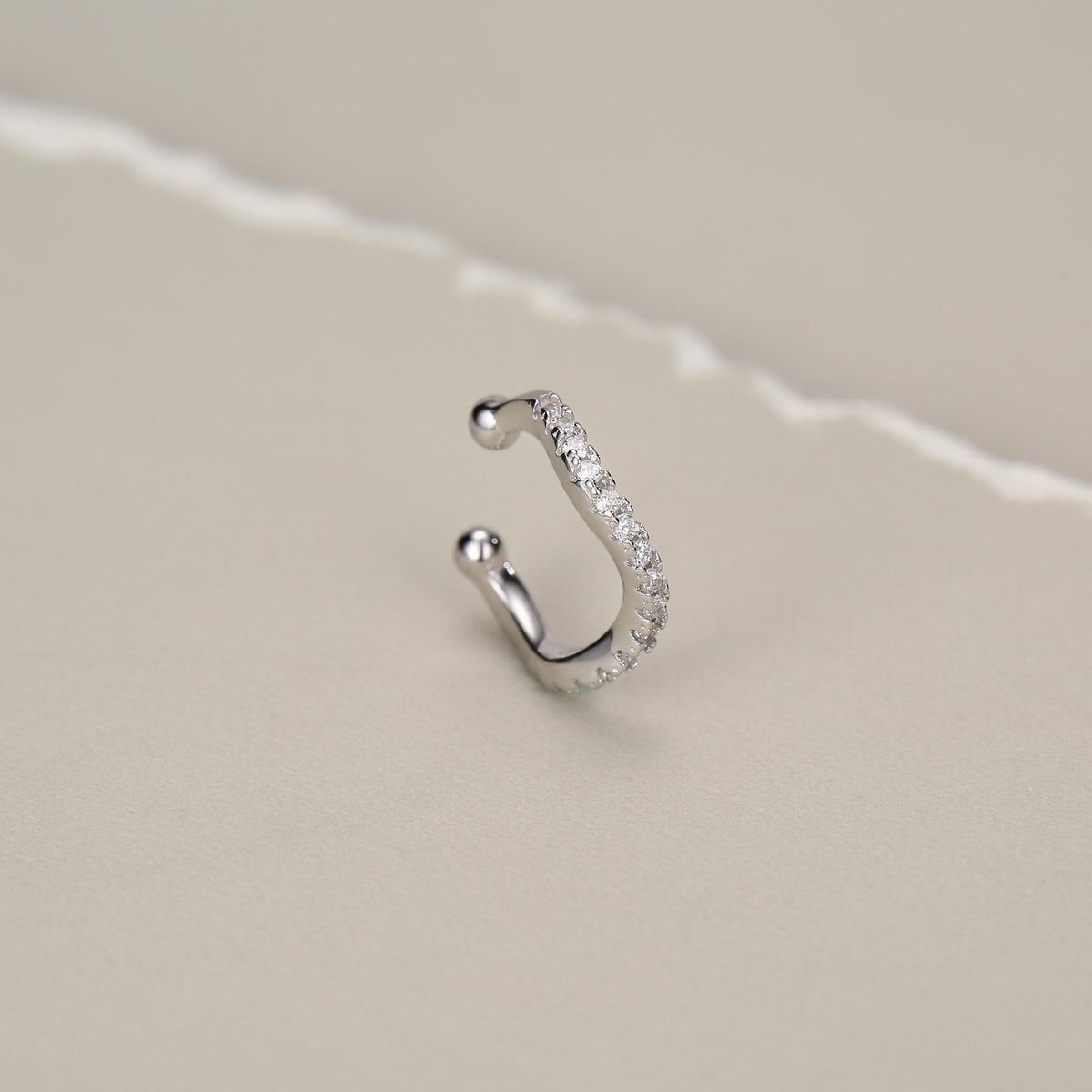Sterling Silver CZ Wave Ear Cuff