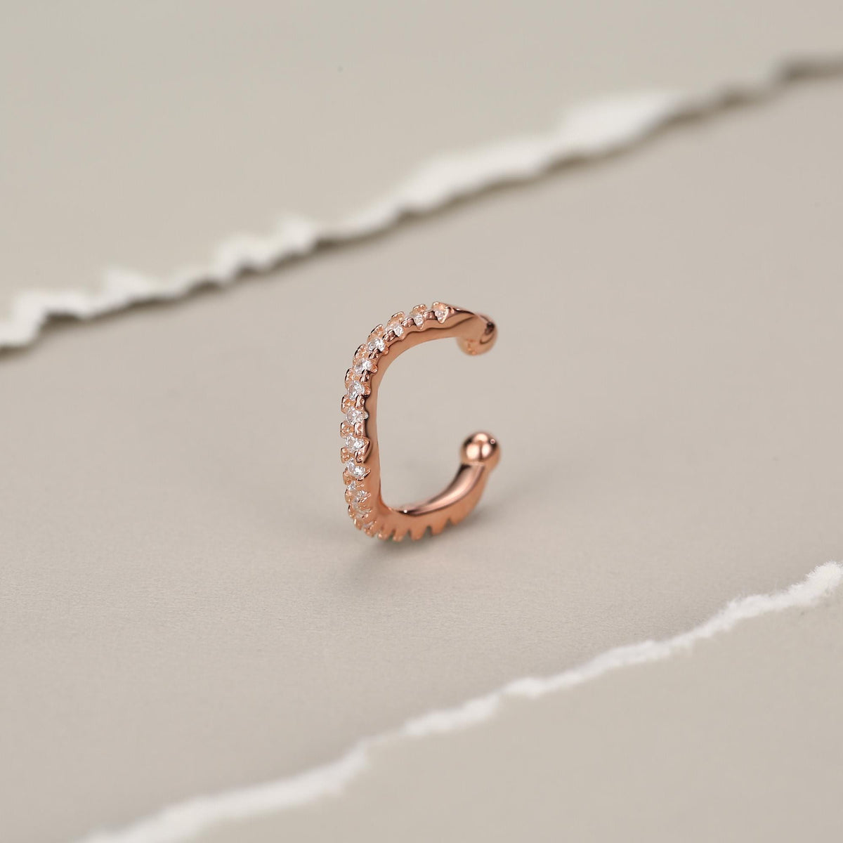 Sterling Silver CZ Wave Ear Cuff