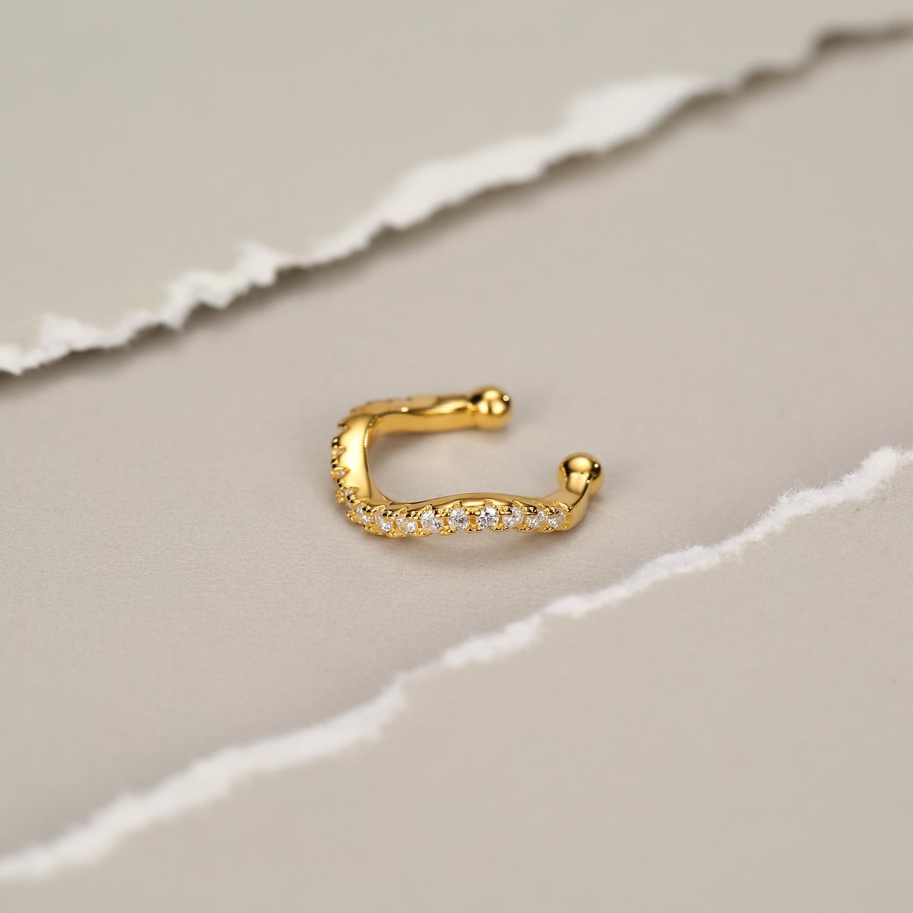 Sterling Silver CZ Wave Ear Cuff