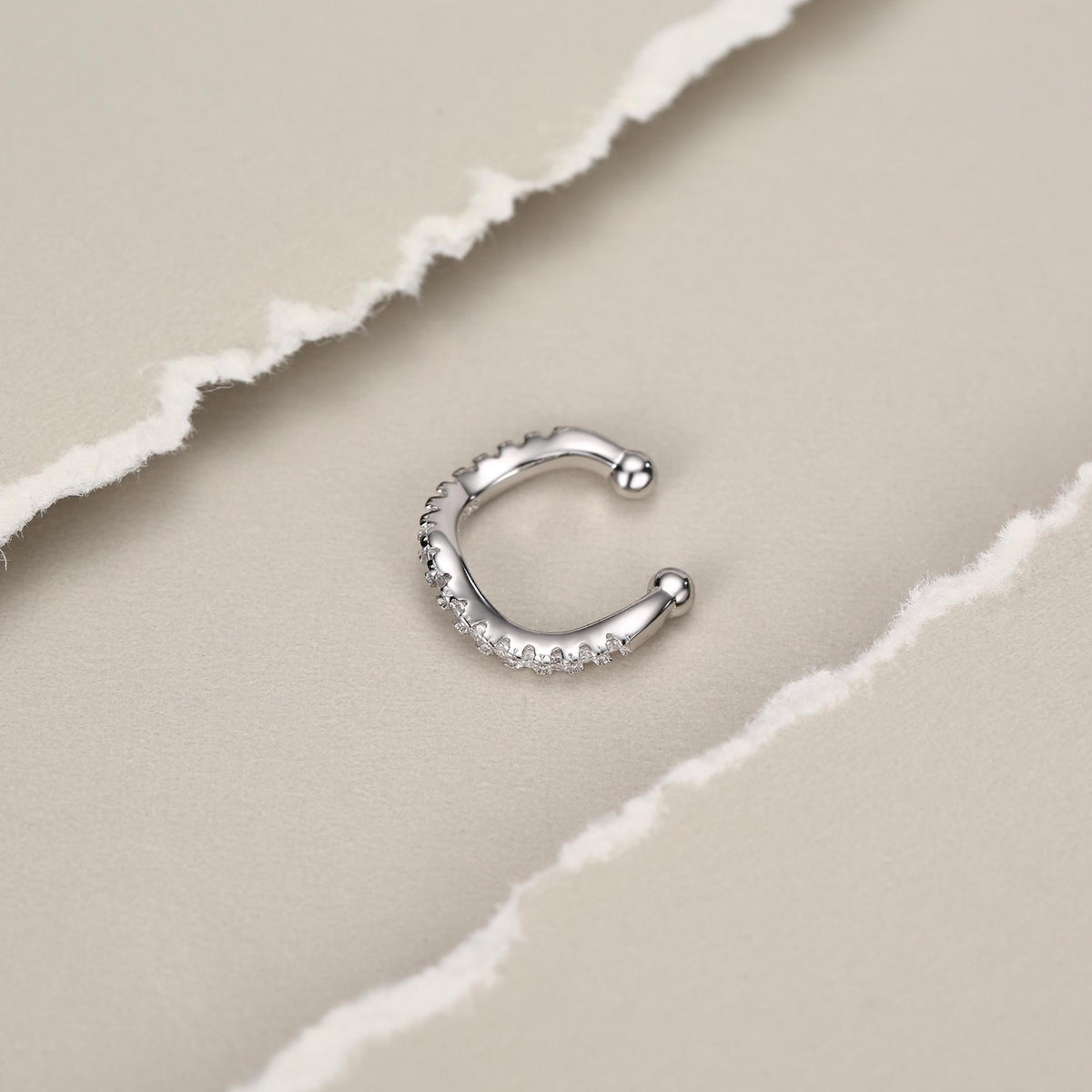 Sterling Silver CZ Wave Ear Cuff