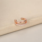 Sterling Silver Double Line CZ Ear Cuff
