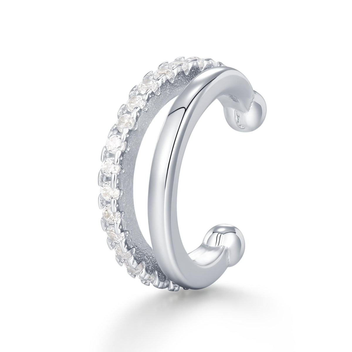 Sterling Silver Double Line CZ Ear Cuff