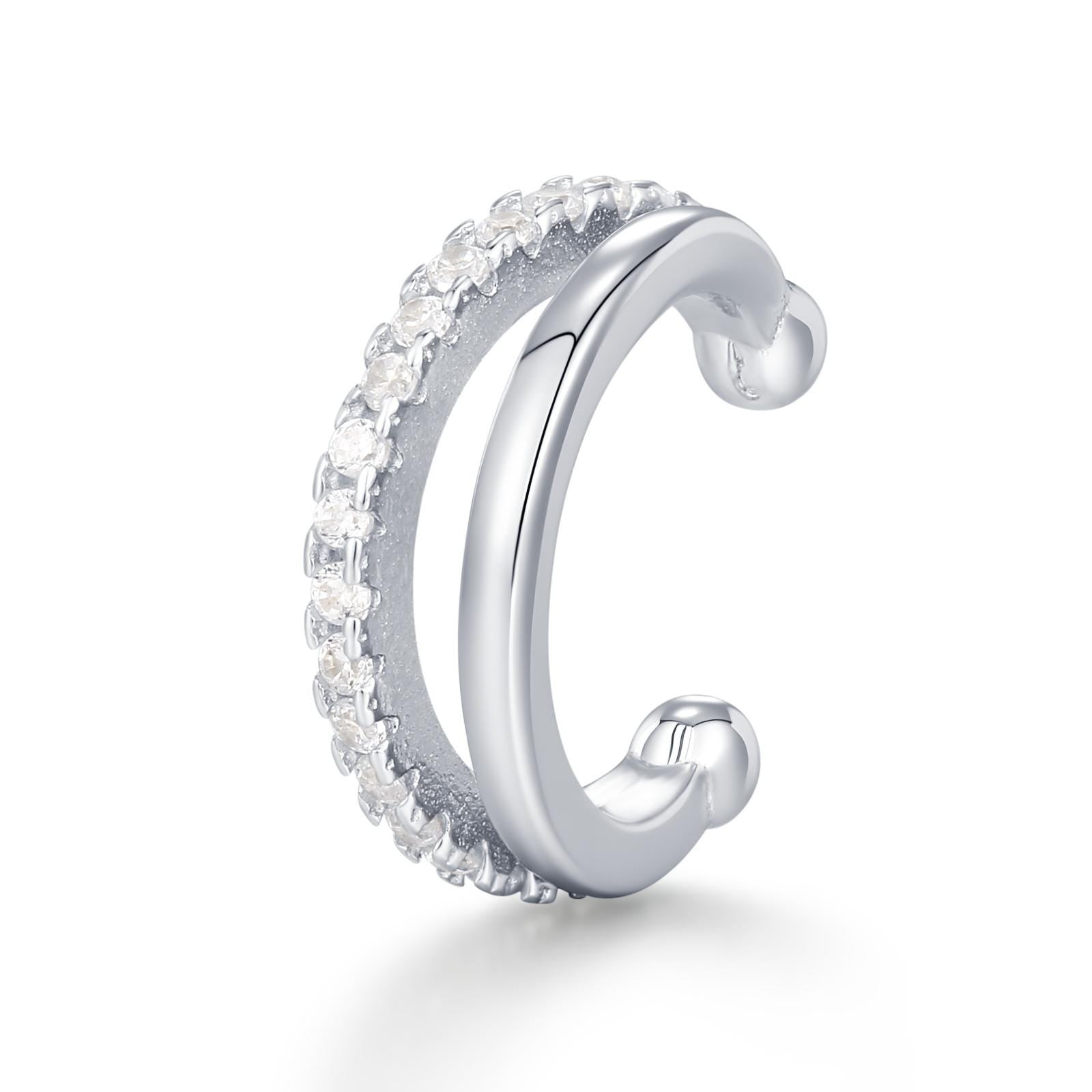 Sterling Silver Double Line CZ Ear Cuff