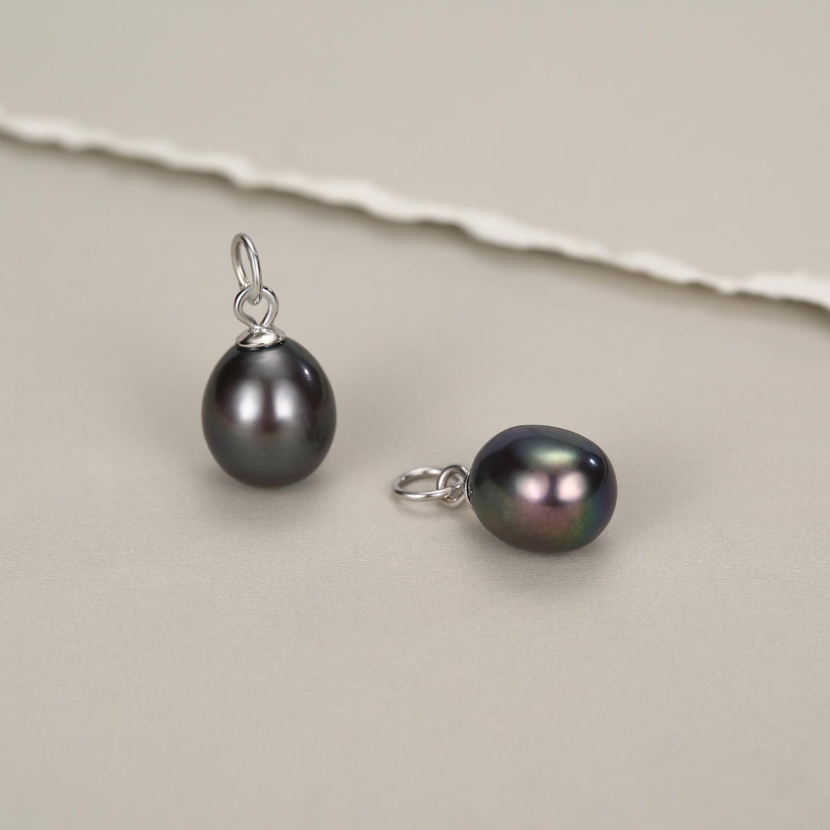 Sterling Silver Peacock Black Pearl Earring Charms For Hoop Earrings