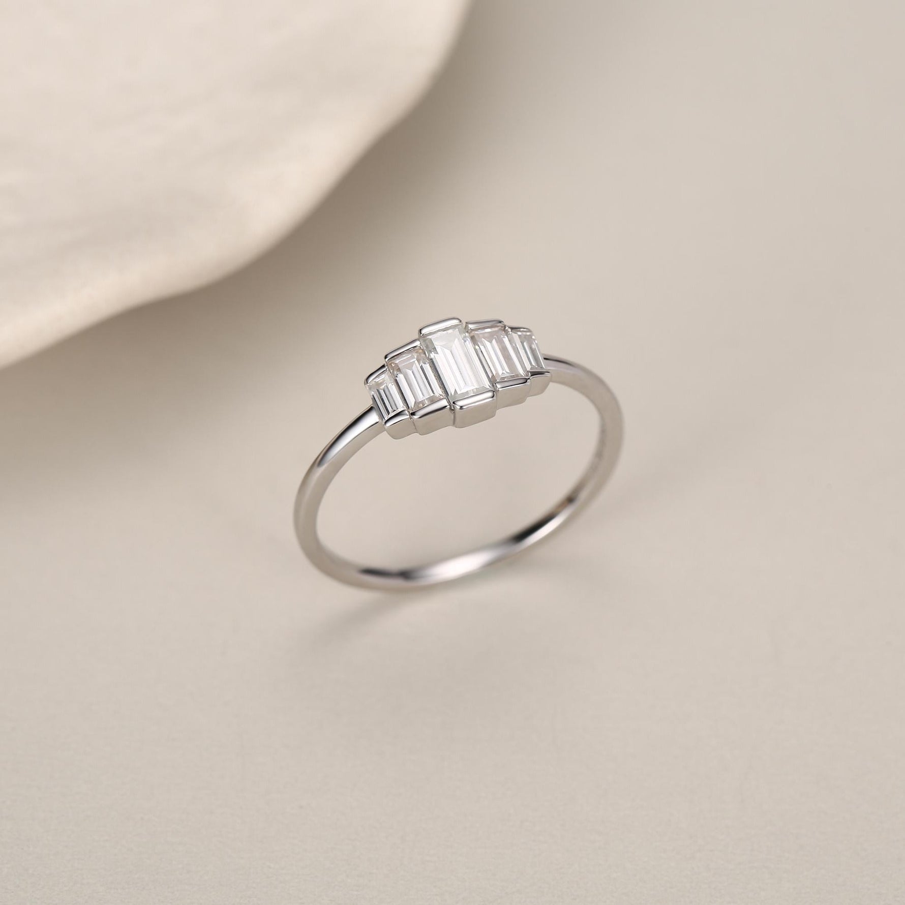 Sterling Silver Baguette CZ Cluster Ring