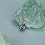 Sterling Silver Oval Mystic Black Topaz Pendant Necklace