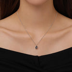 Sterling Silver Oval Mystic Black Topaz Pendant Necklace